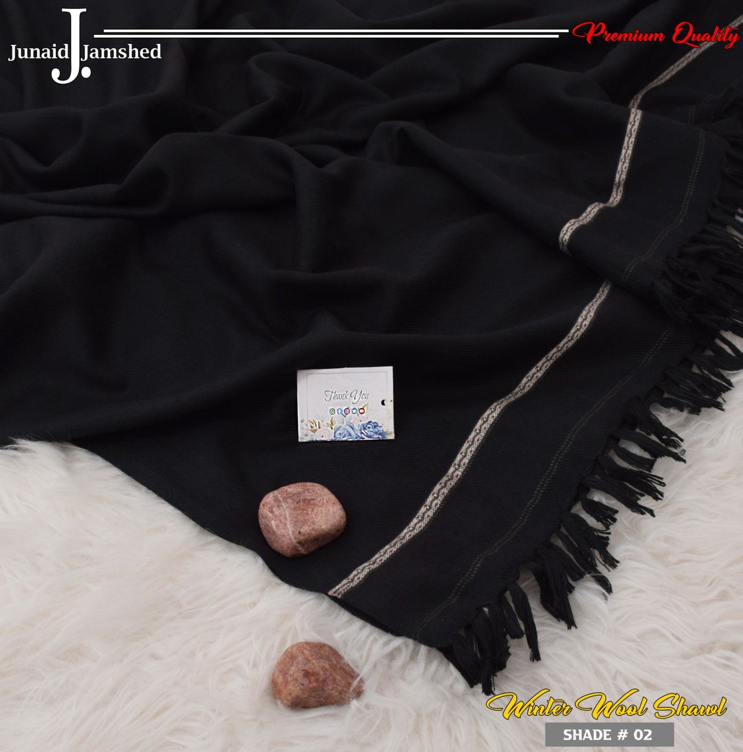 Men's Wool Shawl with Premium Gift Packaging - Black