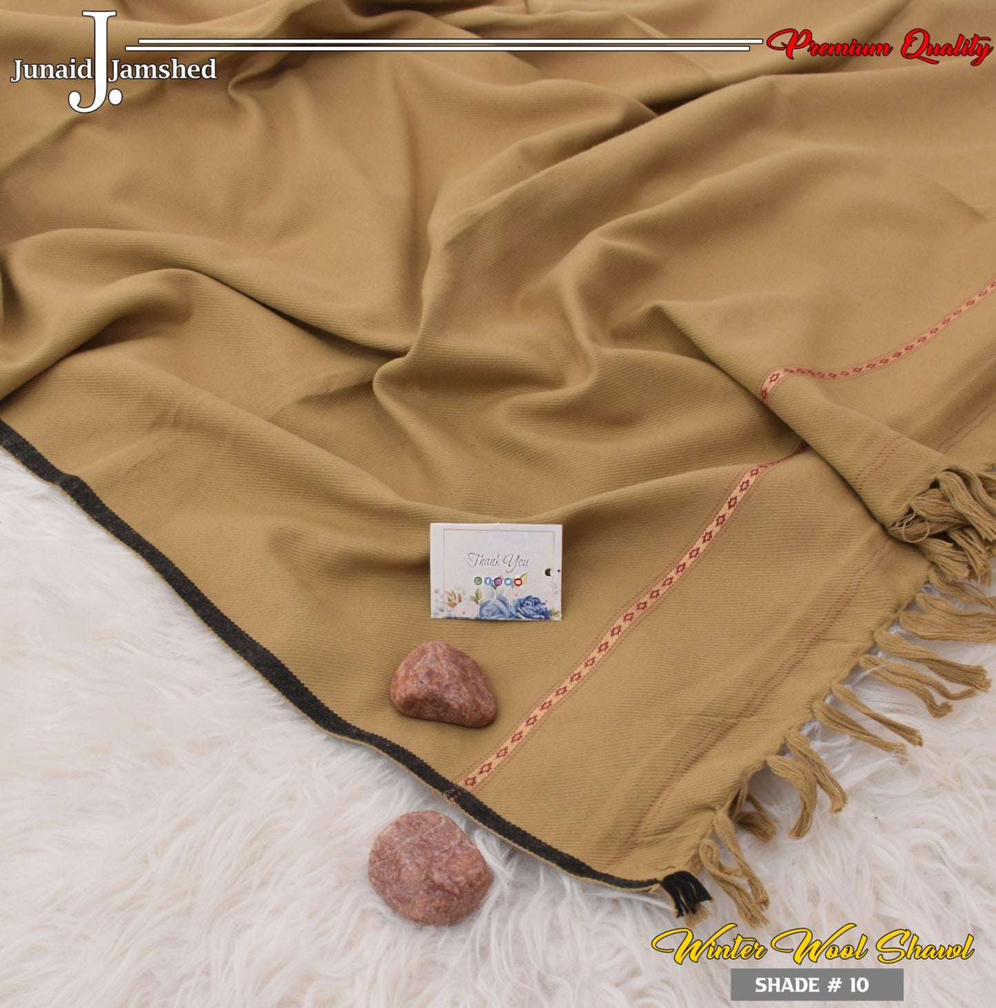 Men's Wool Shawl with Premium Gift Packaging - Camel Brown