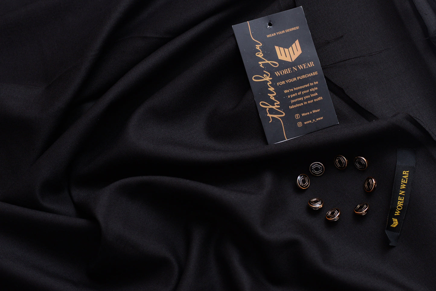 Signature Black Suit with 8 Golden Buttons and Brand Tag - Four Season Variety - Unstitched