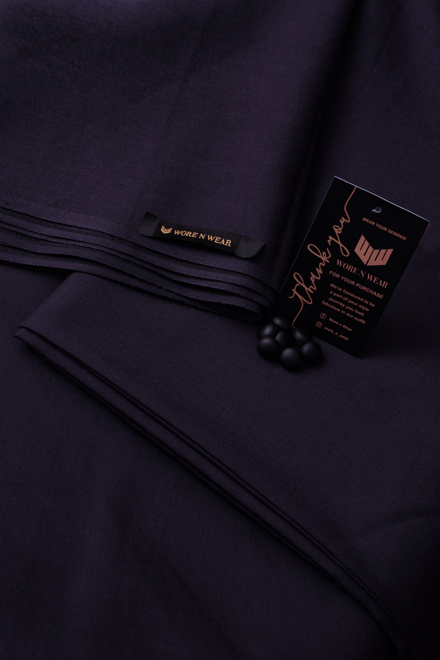 Purple Unstitched Suit with 8 Buttons and Brand Tag - Four Season Variety