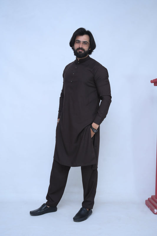 Dark Brown Stitched suit with trouser - All Season Fabric