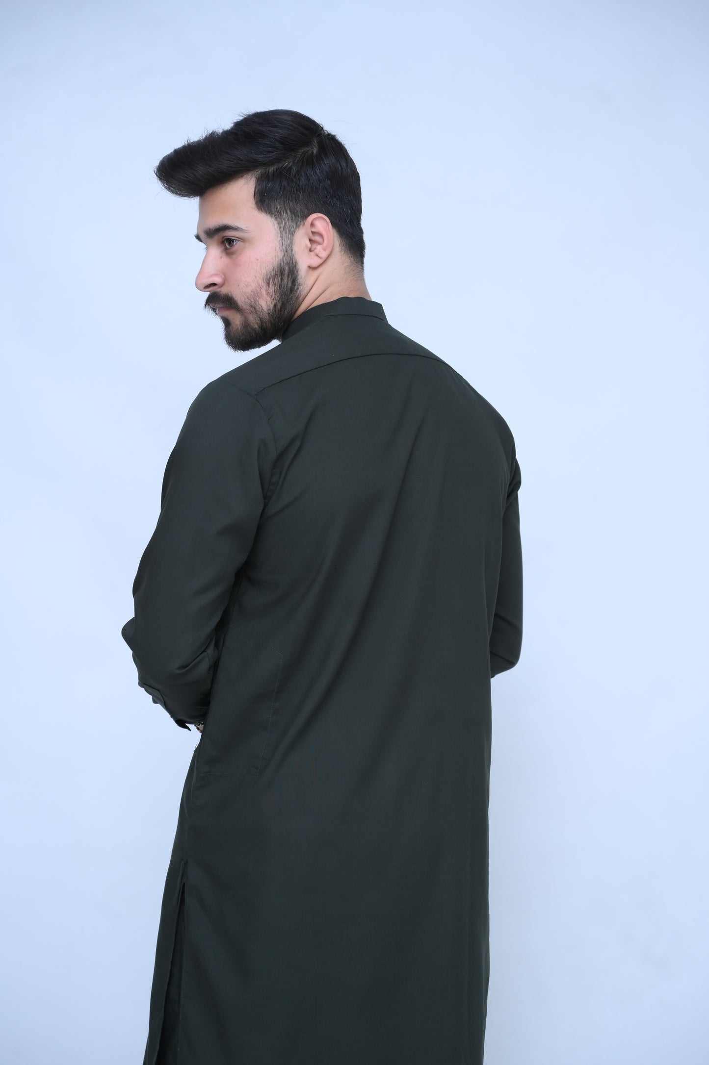 Regal Dark Green Stitched Suit with Premium Buttons