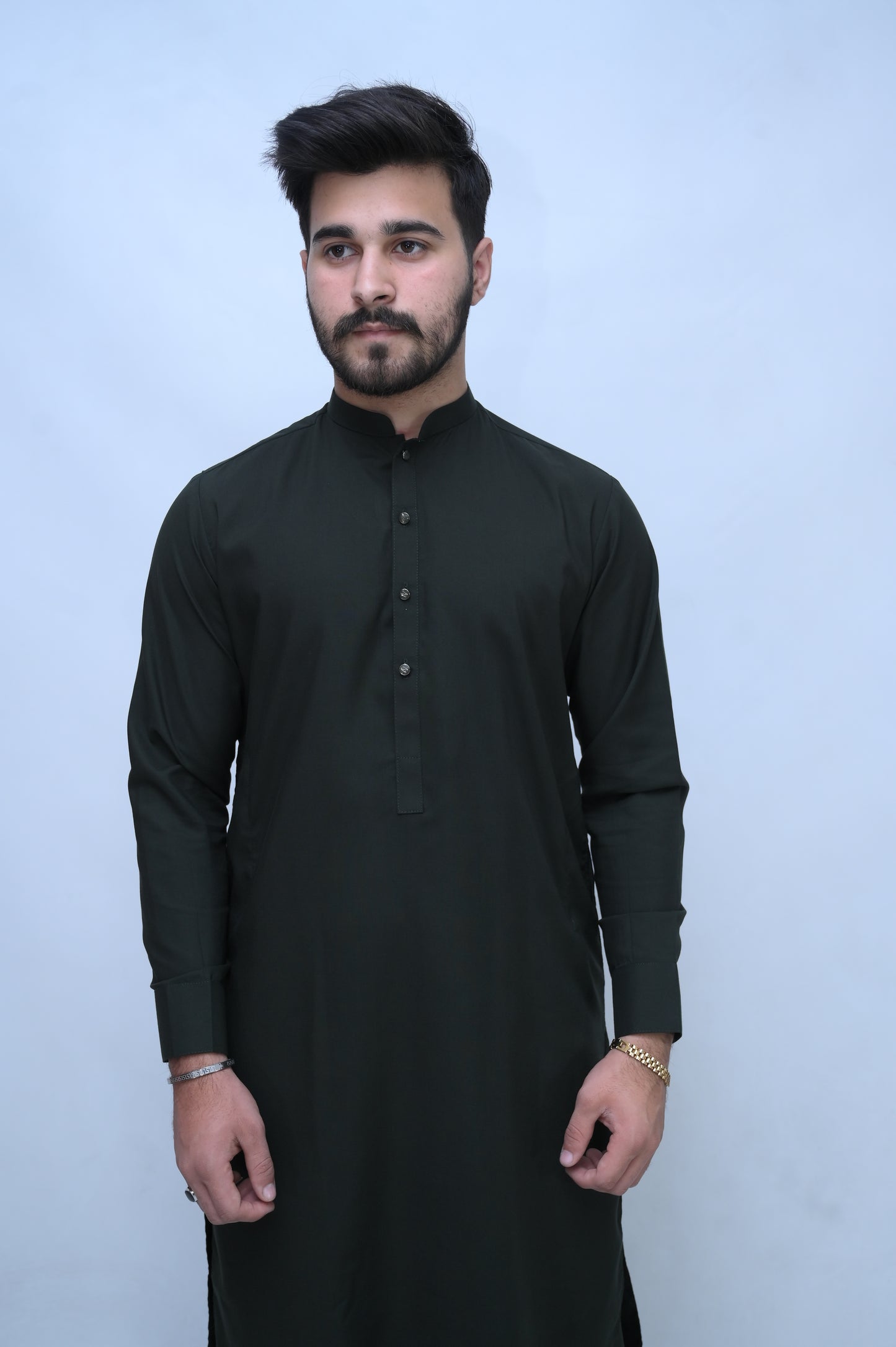 Regal Dark Green Stitched Suit with Premium Buttons