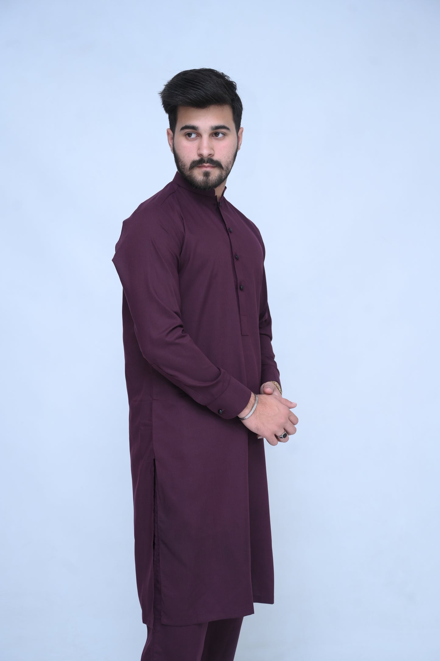 Shahi Maroon Stitched Suit with Trouser and Ban - Four Season Fabric