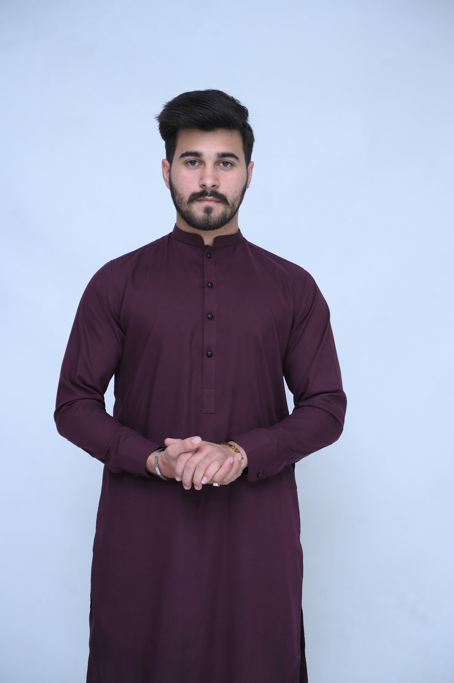 Shahi Maroon Stitched Suit with Trouser and Ban - Four Season Fabric