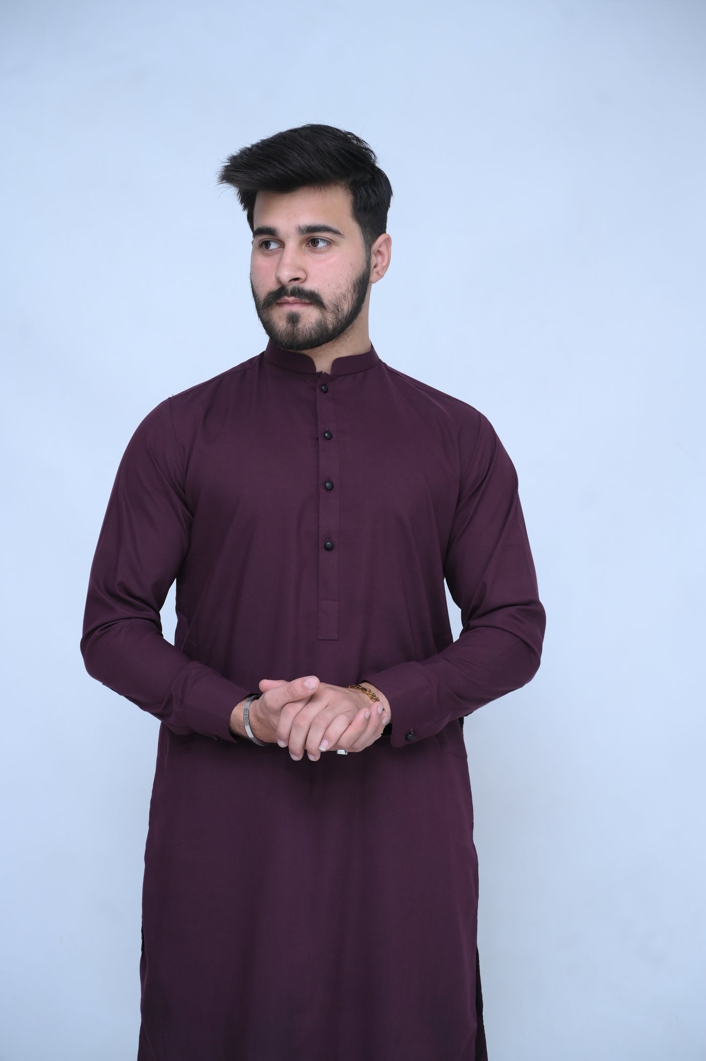 Shahi Maroon Stitched Suit with Trouser and Ban - Four Season Fabric