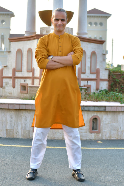 Mustard Yellow Kurta with wooden buttons