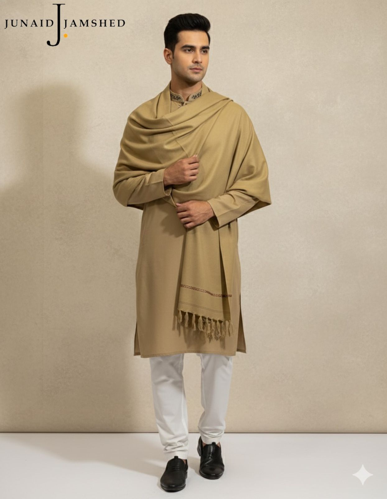 Men's Wool Shawl - Camel Brown without box packaging