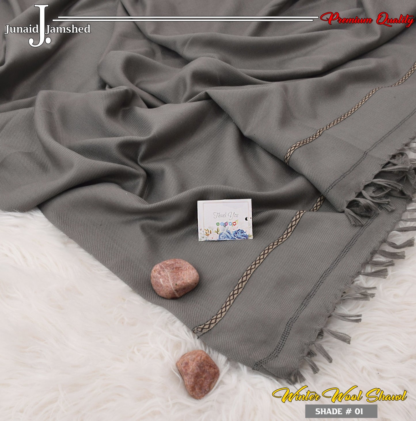 Men's Wool Shawl with Premium Gift Packaging - Steel Grey