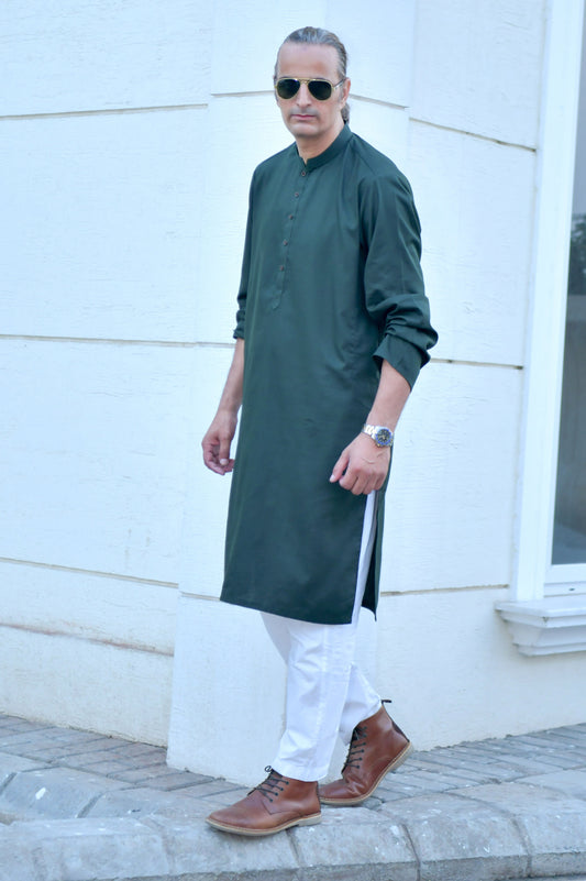 DARK GREEN KURTA - AZADI EDITION